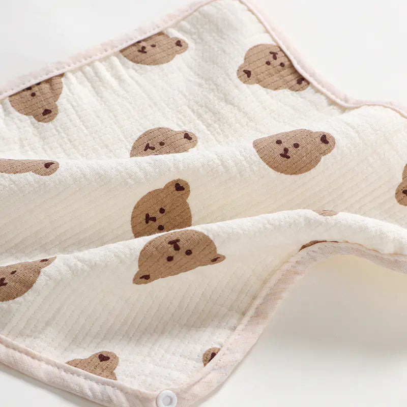 Cartoon Bear Triangle Baby Bib and Burp Cloth Set