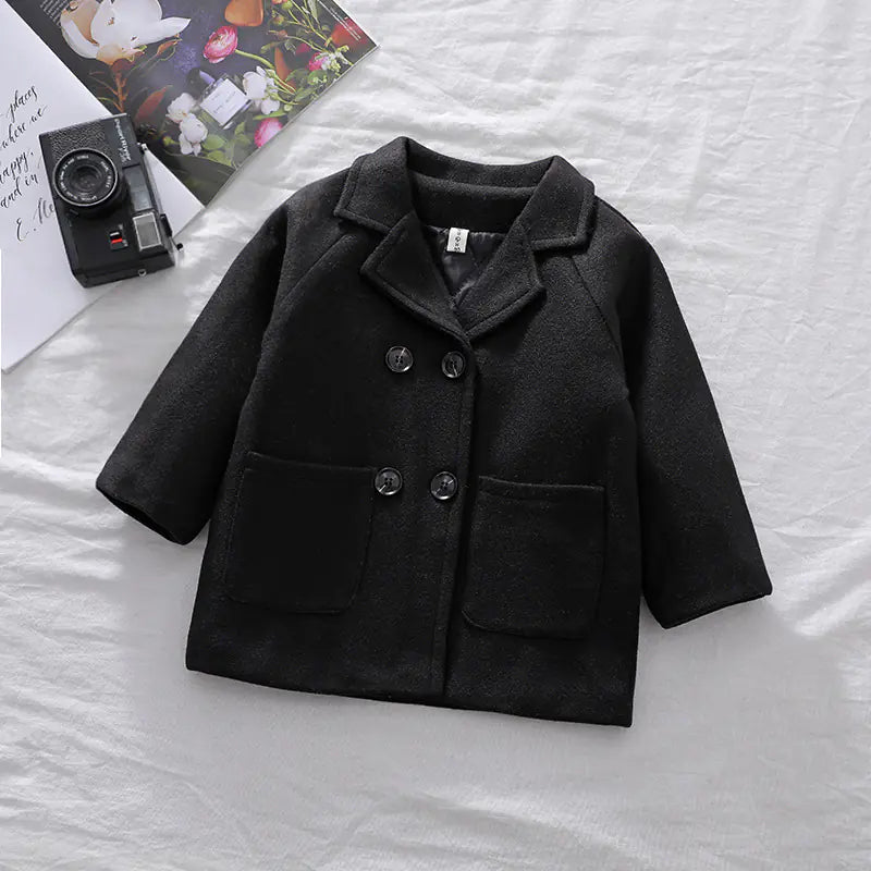 Boys' Solid Plaid Coat for Autumn and Winter