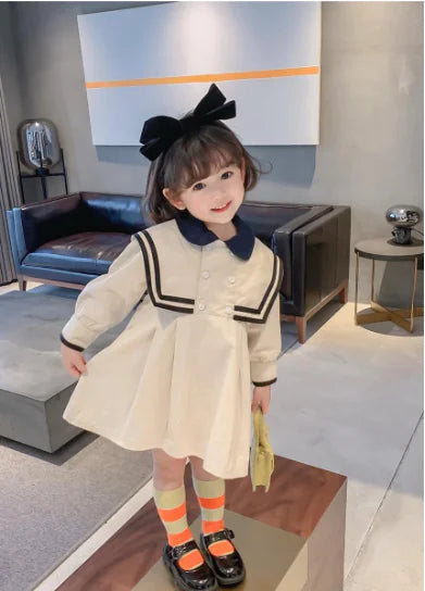 Autumn Girls' Long-sleeved Preppy Fashion Dress