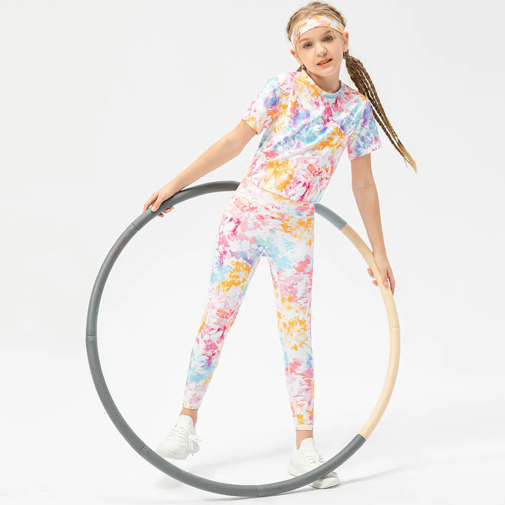 Graffiti Print Tight Trousers for Girls' Running