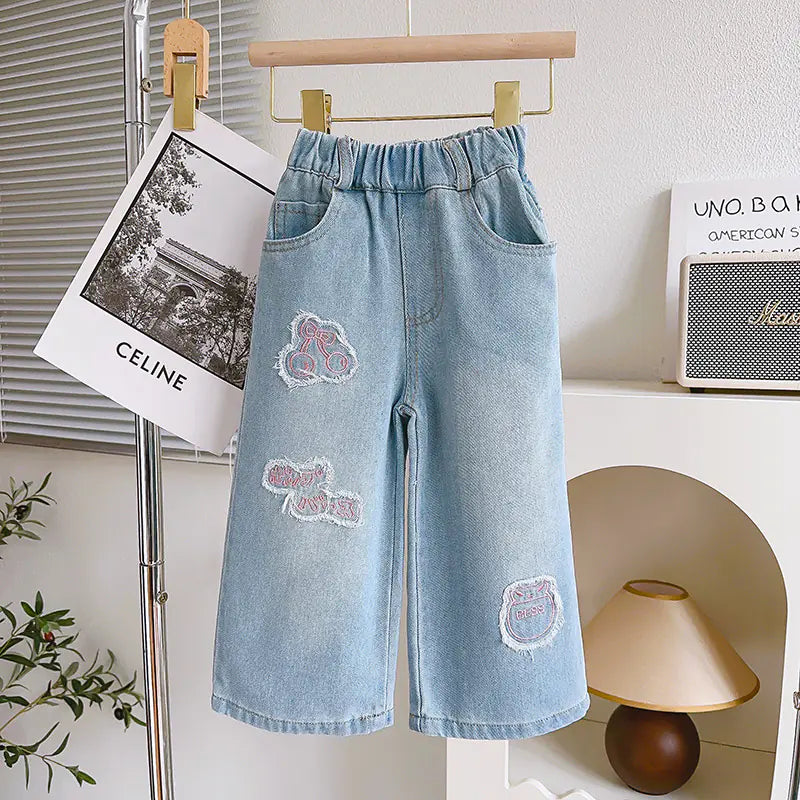 Fashionable Girls' Loose Wide-Leg Jeans BCA116