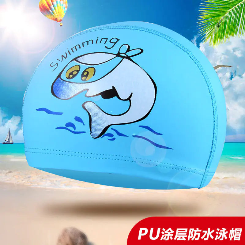 Kids PU Swim Cap with Goggles Set for Boys and Girls