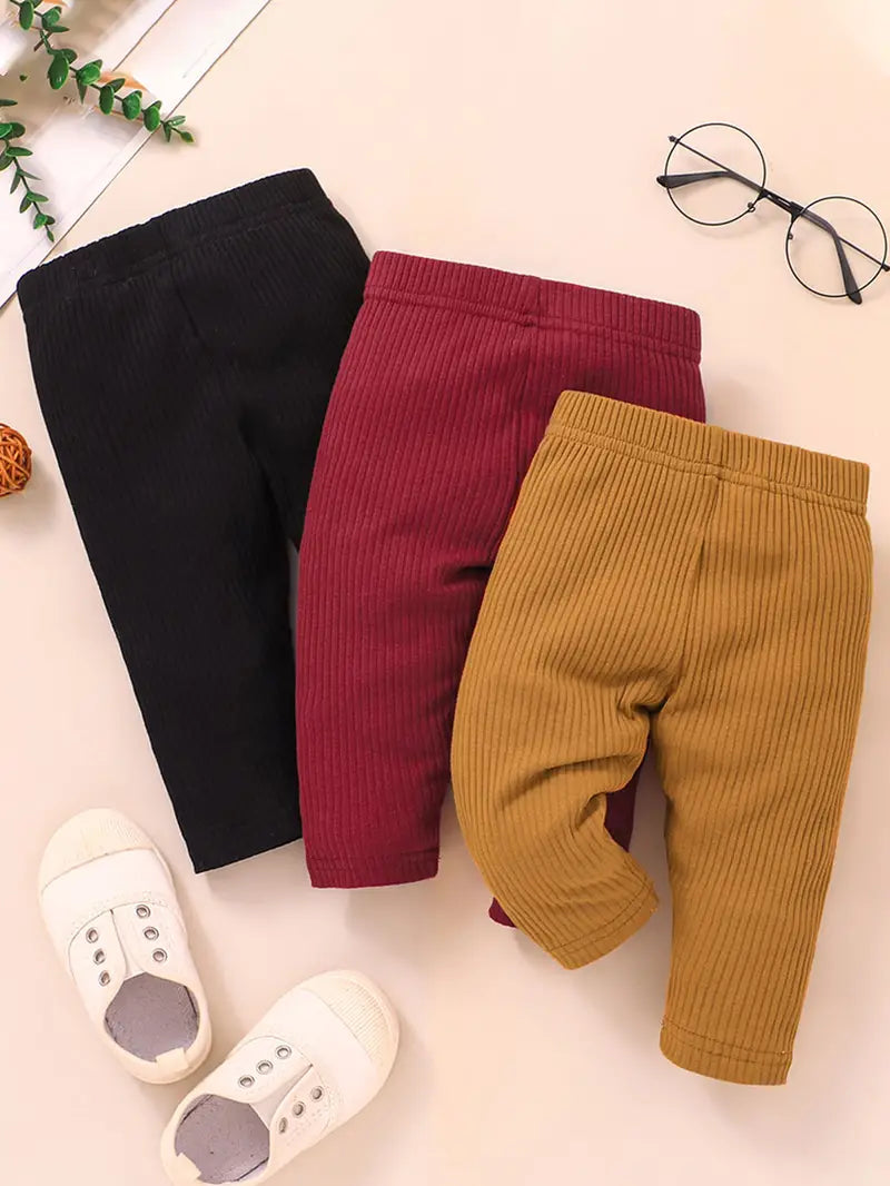 3-Pack Baby Girls Cotton Ribbed Leggings