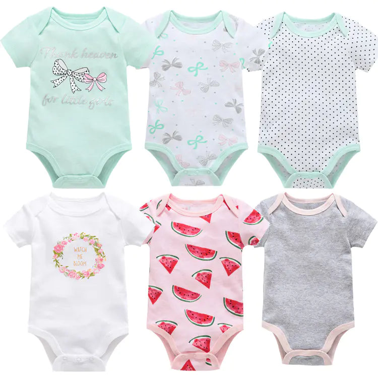 Infant 6-Pack Soft Cotton Romper Set