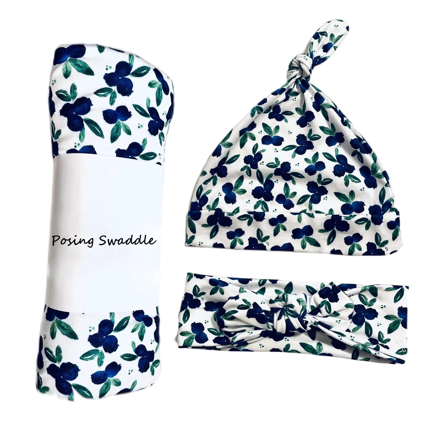 3-Piece Floral Swaddle and Cap Set