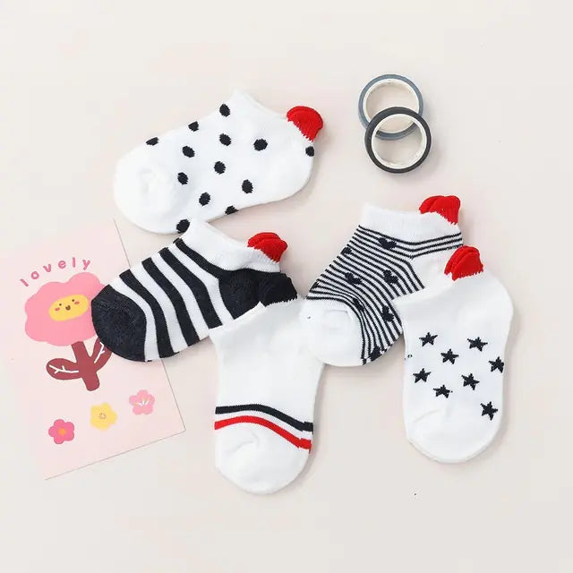 5 Pairs of Cotton Mesh Socks for Baby Girls