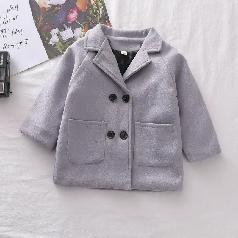 Boys' Solid Plaid Coat for Autumn and Winter