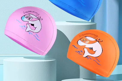 Kids PU Swim Cap with Goggles Set for Boys and Girls