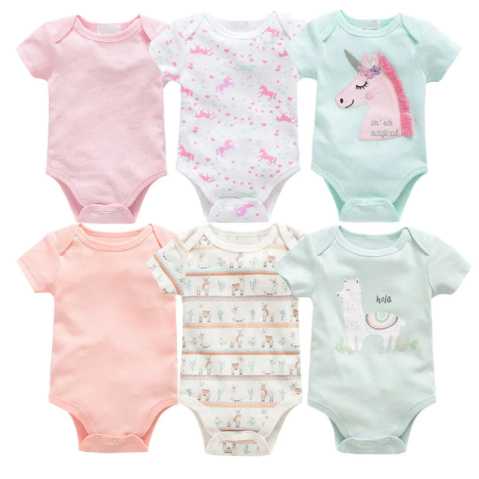 Infant 6-Pack Soft Cotton Romper Set