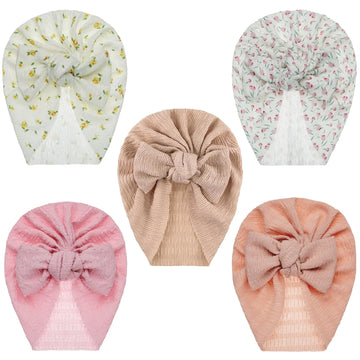 Baby Girl Turban Hats with Big Bows – Newborn Beanies