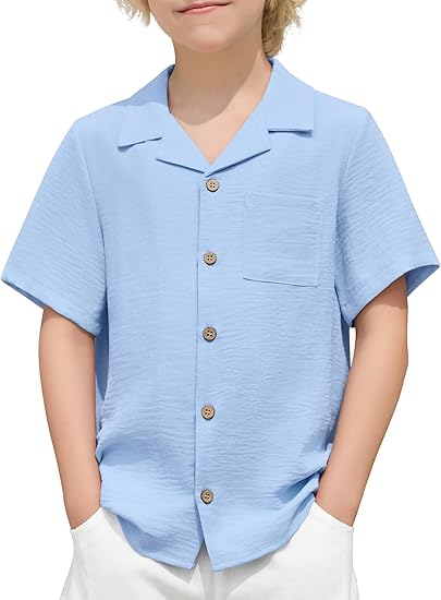 Arshiner Boys Short Sleeve Button Down Shirt