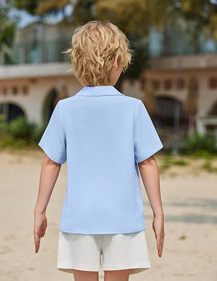 Arshiner Boys Short Sleeve Button Down Shirt