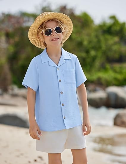 Arshiner Boys Short Sleeve Button Down Shirt