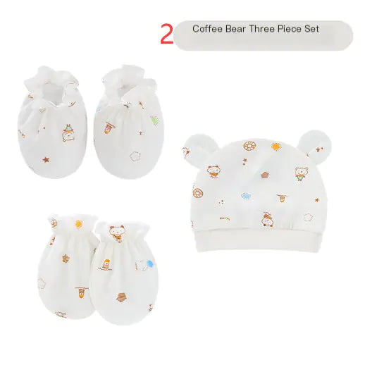 Newborn Baby Hat and Anti-Scratch Mittens Set