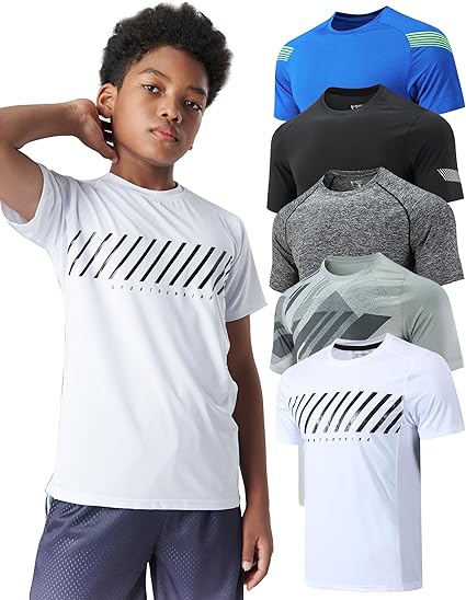 5 Pack Boys Athletic Shirts