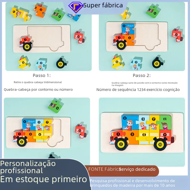 Kid-Friendly Wooden Learning Puzzles - Bulk