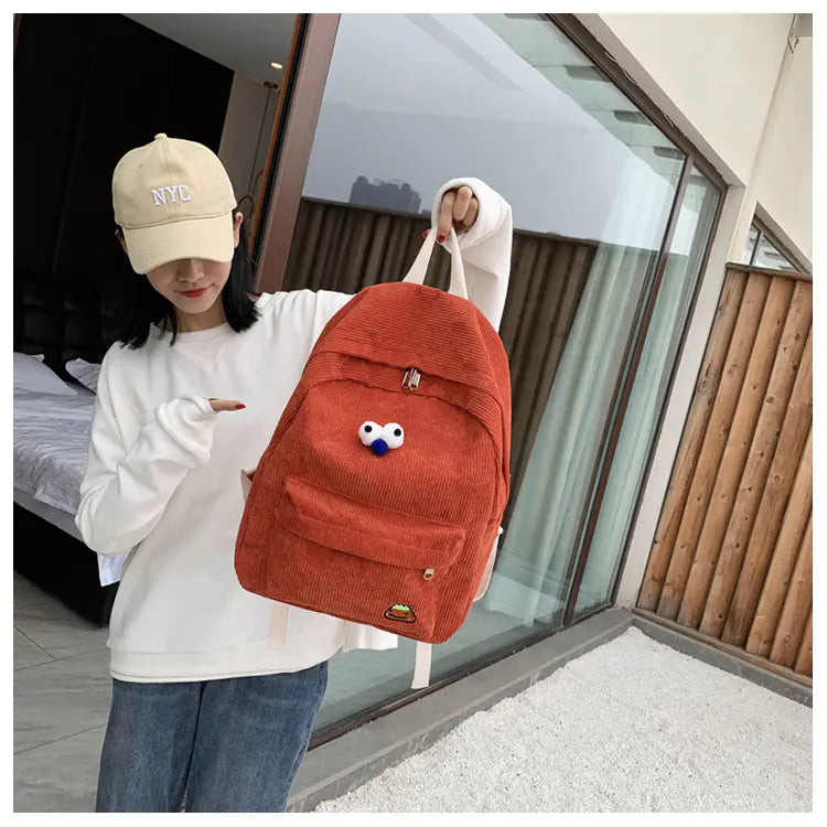 Chic Corduroy High School Backpack