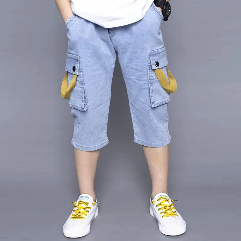 Boys' Fashion Loose Stretch Cropped Jeans