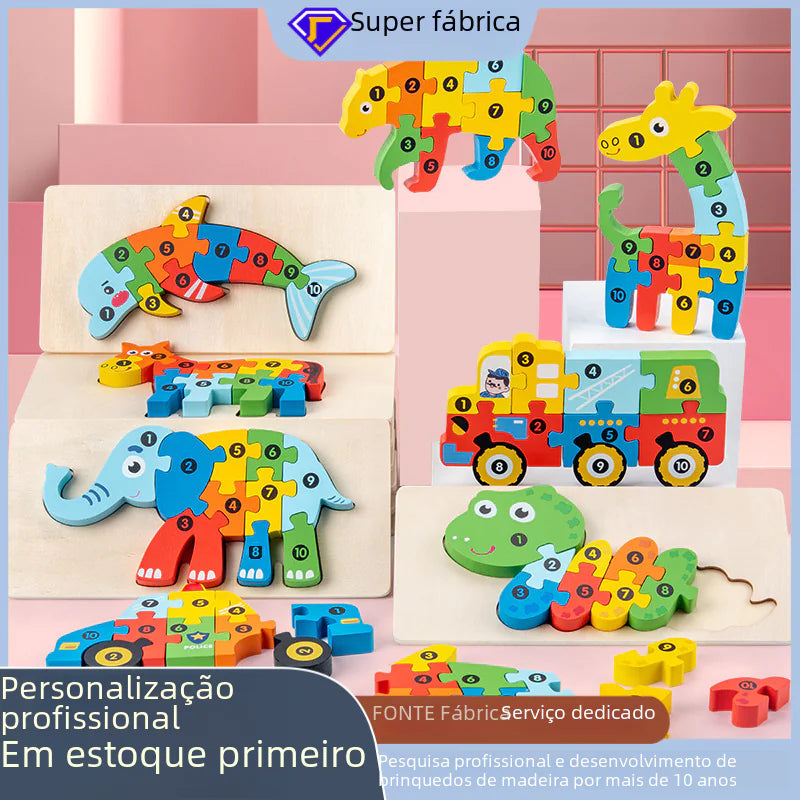 Kid-Friendly Wooden Learning Puzzles - Bulk