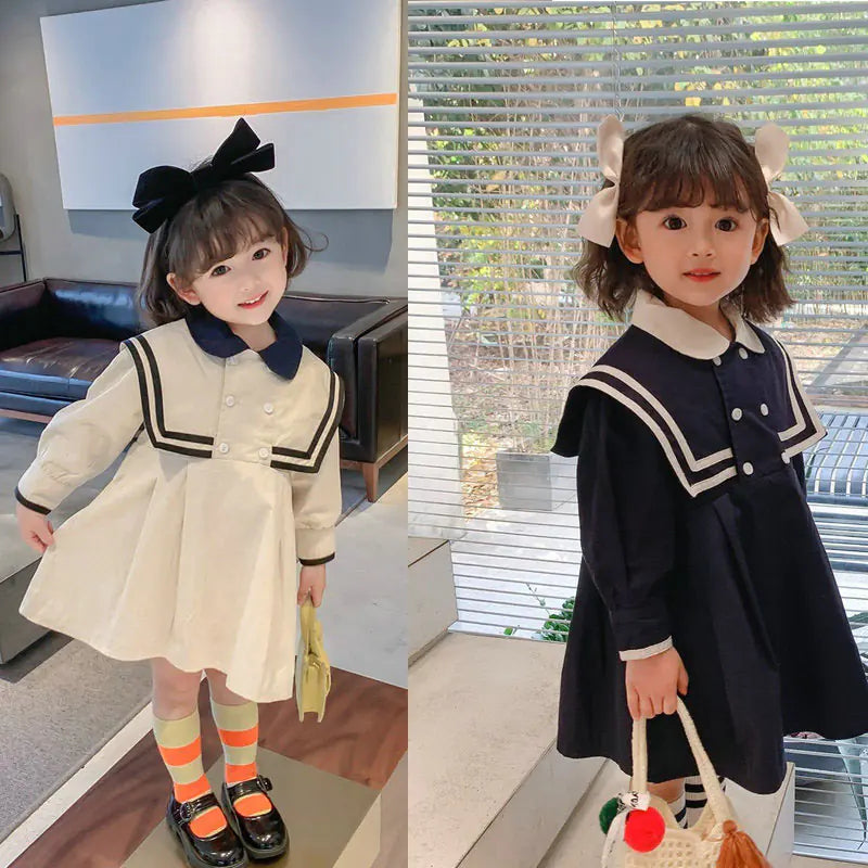 Autumn Girls' Long-sleeved Preppy Fashion Dress