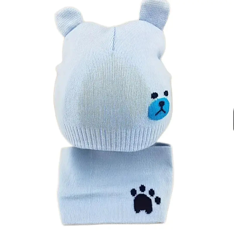 Children's Bear Hat and Scarf Knit Set for All Ages