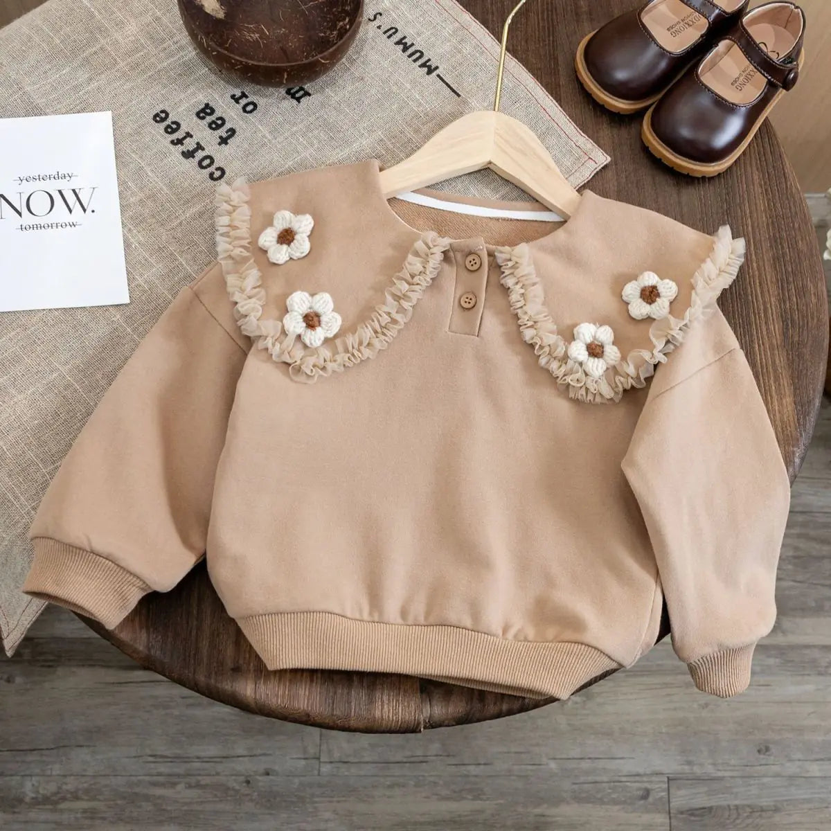 Doll Collar Sweater for Girls' Baby Pullover