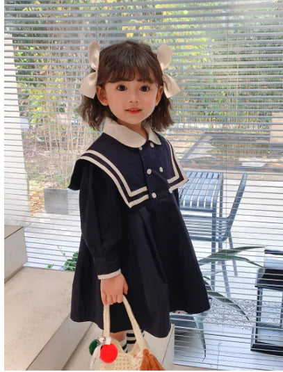 Autumn Girls' Long-sleeved Preppy Fashion Dress