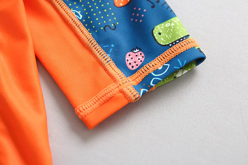 Boys' Dinosaur Swimwear Set with Long Sleeve Sun Protection