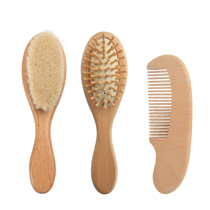 Beech Wood Baby Bath Brush and Massage Comb Set