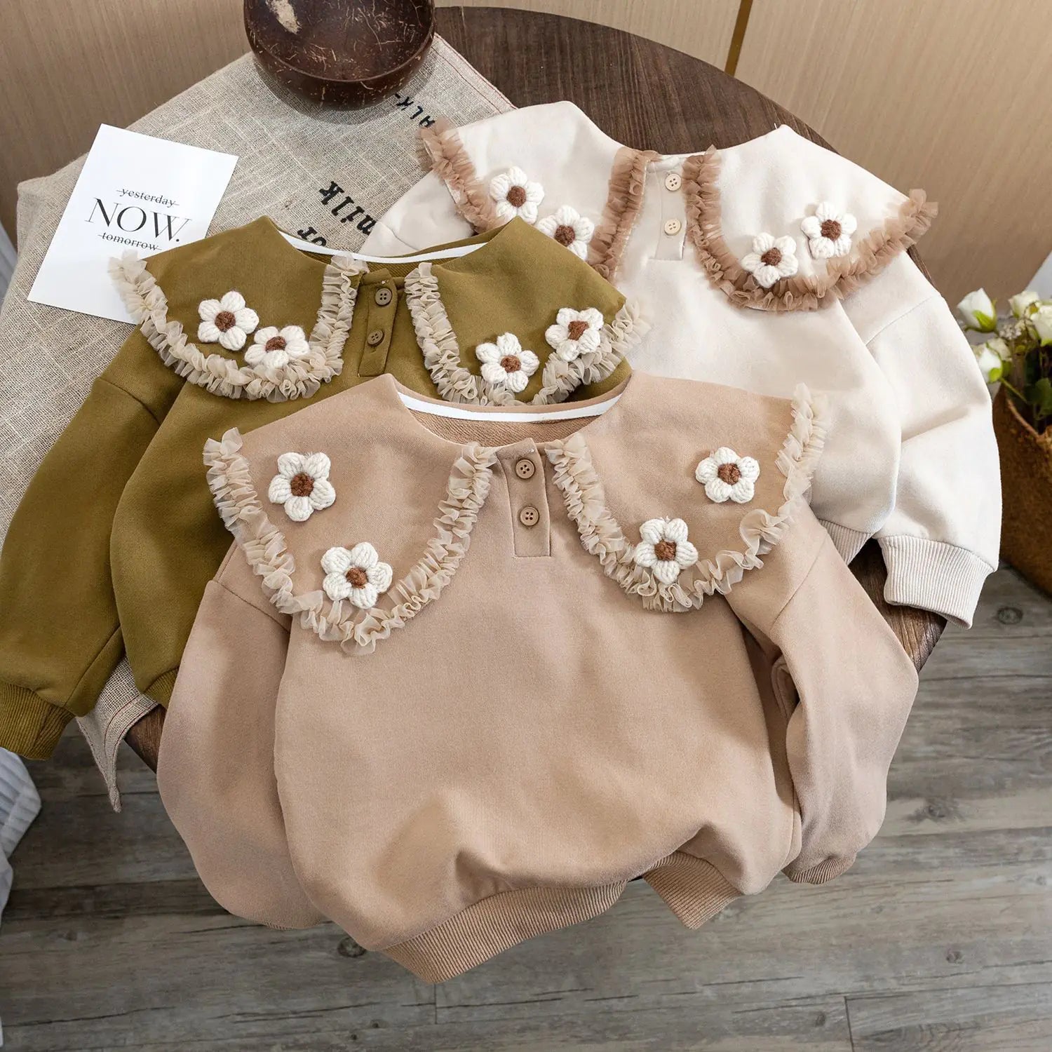 Doll Collar Sweater for Girls' Baby Pullover