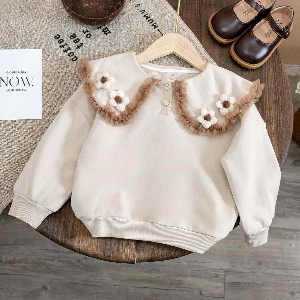 Doll Collar Sweater for Girls' Baby Pullover