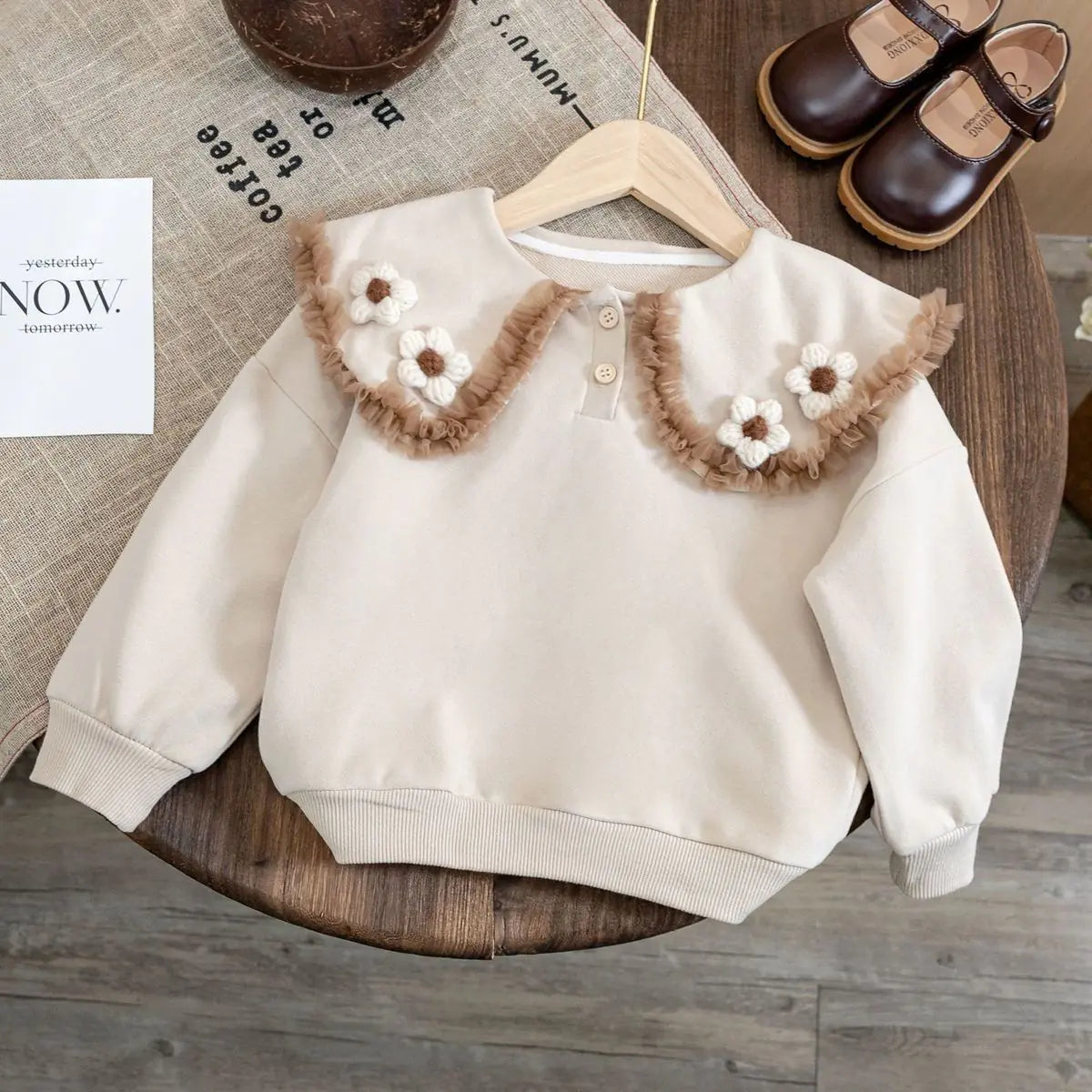 Doll Collar Sweater for Girls' Baby Pullover