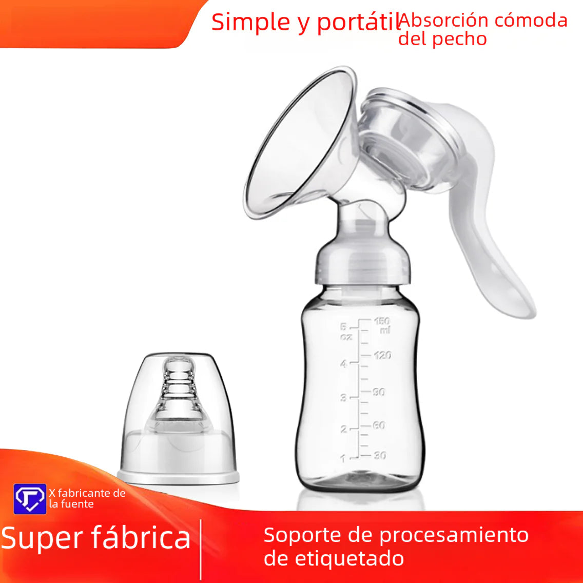 Manual Breast Pump with Silicone Nipple and Collector