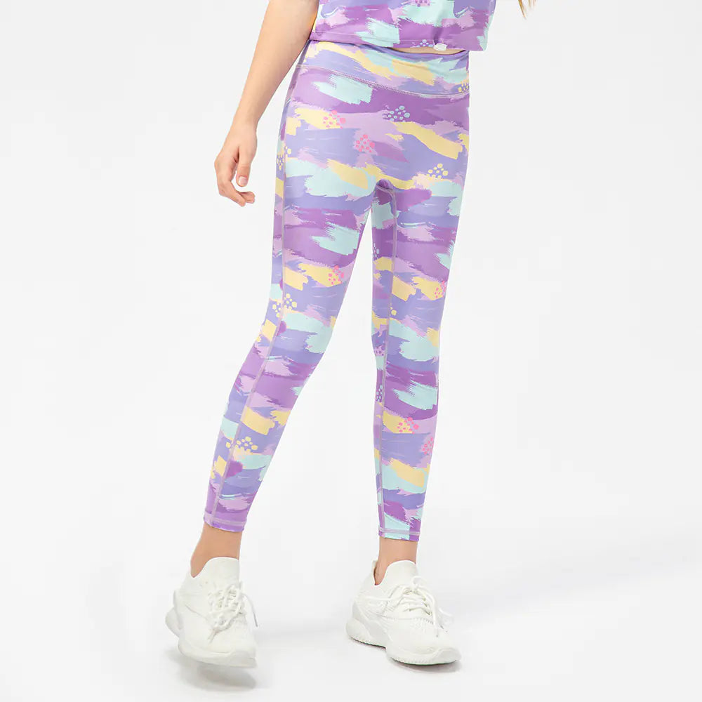 Graffiti Print Tight Trousers for Girls' Running