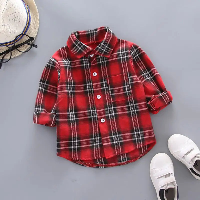 Korean Style Plaid Shirts for Boys and Girls, Loose Fit