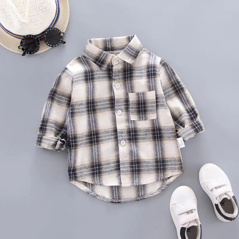 Korean Style Plaid Shirts for Boys and Girls, Loose Fit