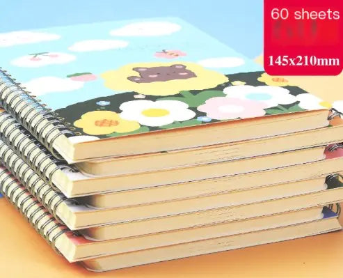 Charming Cartoon A5 Diary Set - 1/4PCS (60 Sheets)
