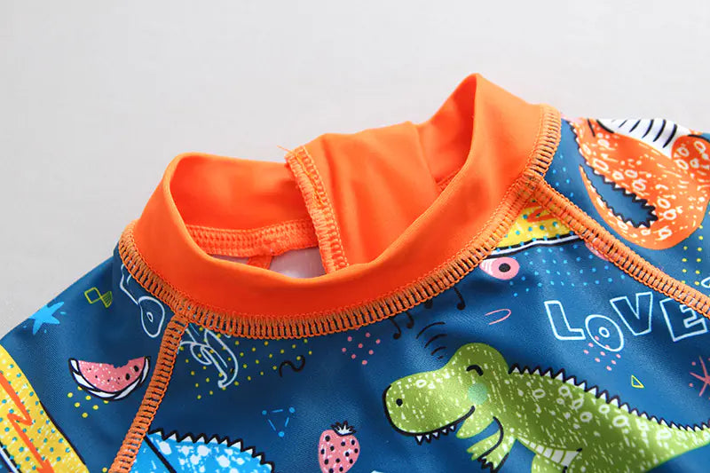 Boys' Dinosaur Swimwear Set with Long Sleeve Sun Protection