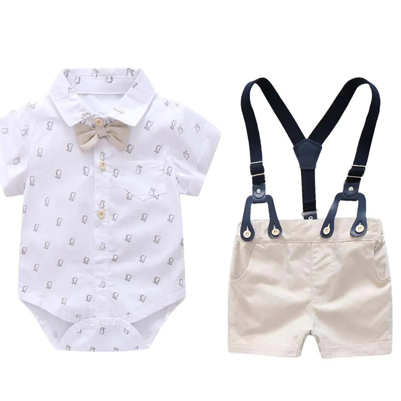 Gentleman Outfit for Baby Boys with Suspender Shorts