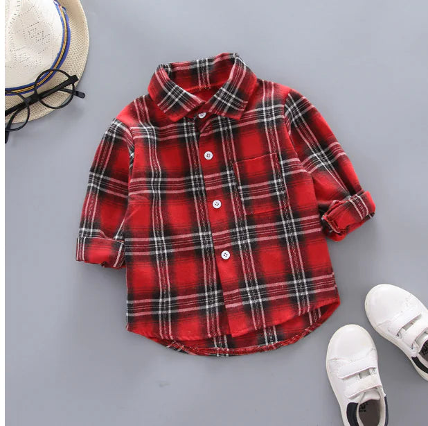 Korean Style Plaid Shirts for Boys and Girls, Loose Fit