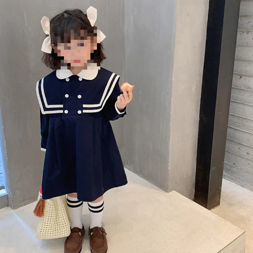 Autumn Girls' Long-sleeved Preppy Fashion Dress