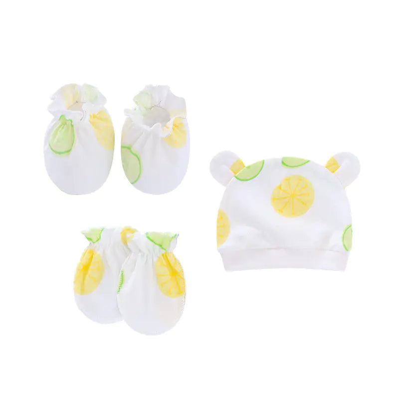 Newborn Baby Hat and Anti-Scratch Mittens Set