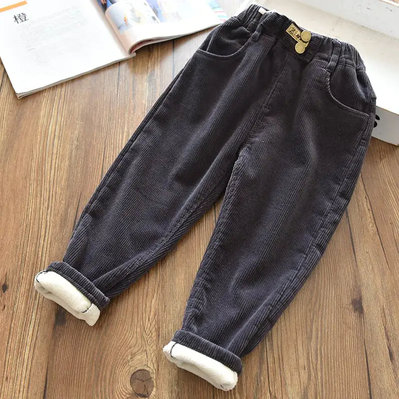 Girls' Thick Velvet Corduroy Winter Trousers
