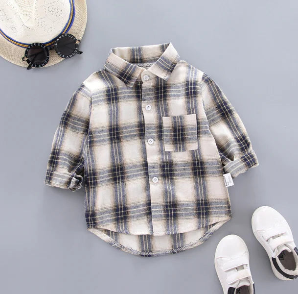 Korean Style Plaid Shirts for Boys and Girls, Loose Fit