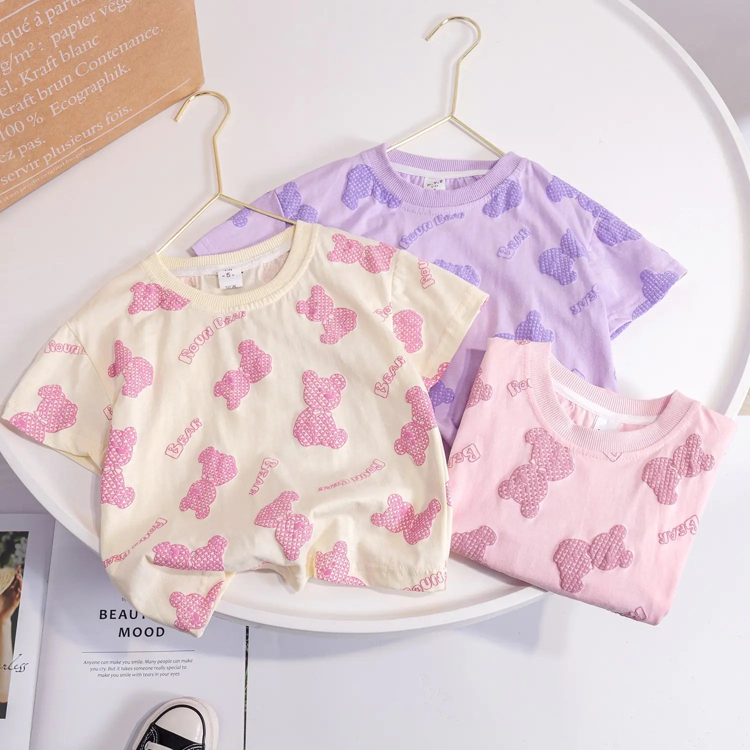 Baby Girls Cotton Cartoon Bear Summer T-Shirt (1-6Y)