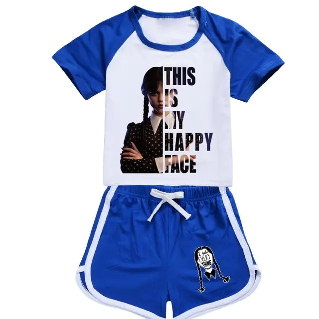 Girls' Summer Short-Sleeved Printed Sports Sets