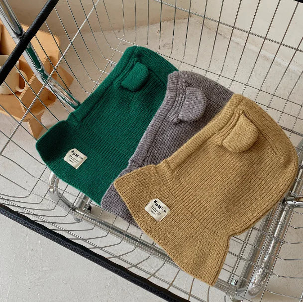 Integrated Woolen Cap and Scarf Set for Kids