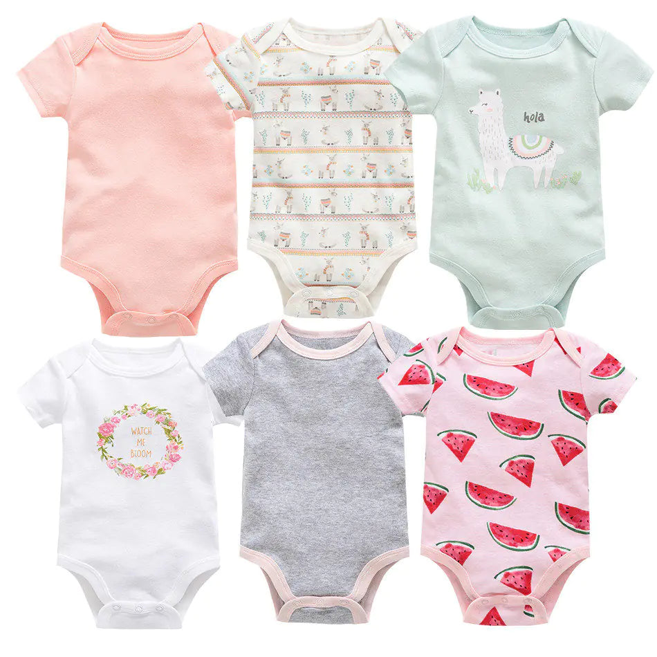 Infant 6-Pack Soft Cotton Romper Set