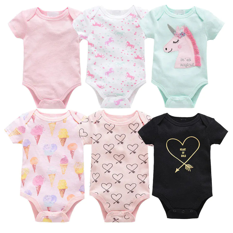 Infant 6-Pack Soft Cotton Romper Set