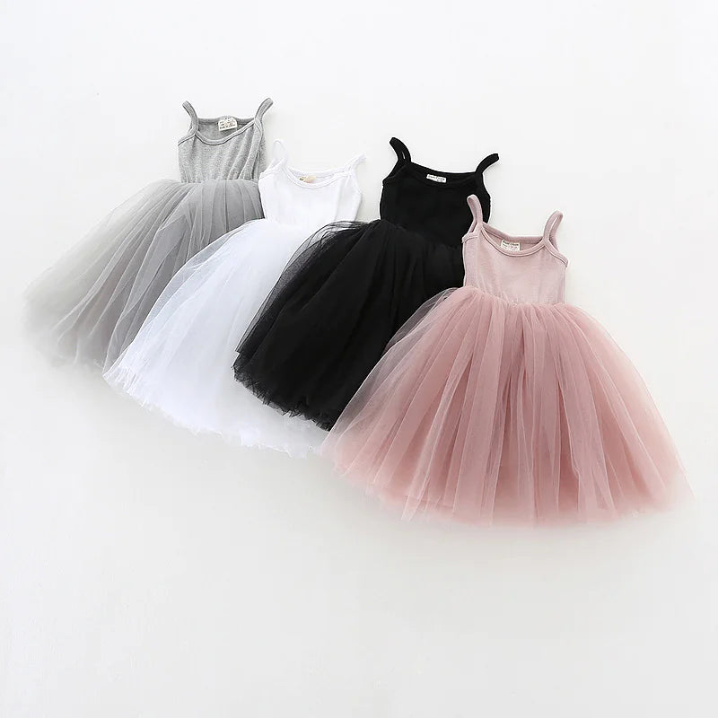 Girls' Mesh Dress with Suspenders